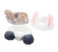 LOORGVEL 3 Stück Teiliges Niedliche Elastische Stirnbänder mit Tierohren Weiche und Atmungsaktive Kopfwickel für Damen zum Waschen Des Gesichts Spa und Make-up Dehnbar und Bequem