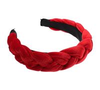 LOORGVEL Geflochtener Breiter Haarreif aus Weichem Samt für Damen und Mädchen Gepolstertes Stirnband Komfortables Modisches Haarschmuck accessoire in Elegantem Rot für Alltag und
