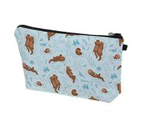 LOORGVEL Kulturbeutel Mit Ottermuster Tragbare Make up Tasche Reißverschluss Kompakt Blickdicht Reise Kosmetiktasche Für Damen Multifunktionaler Reise Organizer Mit Stauraum