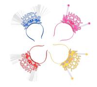 LOORGVEL Neujahrs Kopfschmuck 4 Stück Blinkende LED Haarreifen mit Glitzer für Silvesterparty und Festival Accessoires für Erwachsene und Mädchen Zufällige Farbe