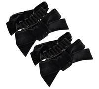 LOORGVEL Schwarze Samt Haarschleifen Clips 2 Stück Kleine Haarspangen Mit Druckknopfclip Für Damen Und Mädchen Feine Haarschleifen Für Dünnes Haar Alltag Party Haar Accessoire
