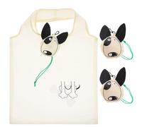 LOORGVEL Wiederverwendbare Faltbare Einkaufstaschen aus Polyester Große Umweltfreundliche Cartoon Tasche mit Hundemotiv 3 Stück Beige für Alltag Picknick und Reisen