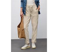 Stoffhose STREET ONE, Damen, Gr. 44, Länge 30, malted beige, Web, 60% Baumwolle, 38% Polyester, 2% Elasthan, unifarben, comfort fit normal, Hosen, Elastikbund mit Tunnelzug (95044223-44) malted beige