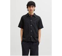 JACK & JONES Regular Fit Freizeithemd mit Strukturmuster Modell 'MONTAUK' in Black, Größe S