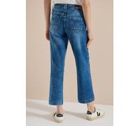 Loose-fit-Jeans CECIL, Damen, Gr. 25, Länge 28, blau (mid blau wash), Jeans, 78% Baumwolle, 20% Polyester, 2% Elasthan, unifarben, knöchelfrei, Jeans, im Loose Fit (42071461-25) mid blau wash