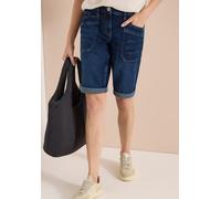 Loose-fit-Jeans CECIL, Damen, Gr. 26, mid blau wash, Jeans, 72% Baumwolle, 25% Polyester, 3% Elasthan, unifarben, kurz, Jeans, mit Wide Legs (86928713-26) mid blau wash