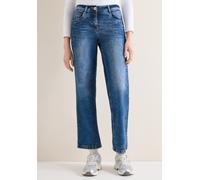 Loose-fit-Jeans CECIL, Damen, Gr. 27, Länge 28, mid blau wash, Jeans, 78% Baumwolle, 20% Polyester, 2% Elasthan, unifarben, lang, Jeans, High Waist (24244311-27) mid blau wash