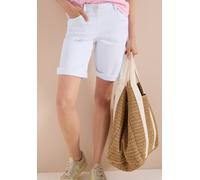 Loose-fit-Jeans CECIL, Damen, Gr. 30, weiß, Jeans, 78% Baumwolle, 21% Elastomultiester, 1% Elasthan, unifarben, kurz, Jeans, Middle Waist (14764204-30) weiß