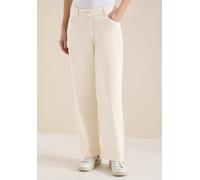 Loose-fit-Jeans CECIL, Damen, Gr. 33, Länge 28, beige (pearl beige), Jeans, 50% Baumwolle, 48% Baumwolle, 2% Elasthan, unifarben, lang, Jeans, mit Wide Legs (79206907-33) pearl beige