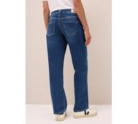 Loose-fit-Jeans STREET ONE, Damen, Gr. 33, Länge 32, blau (mid blau used wash), Jeans, 99% Baumwolle, 1% Elasthan, unifarben, lang, Jeans, aus Baumwolle mit Stretchanteil (97017546-33) mid blau used w