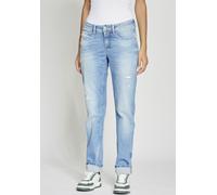 Loose-fit-Jeans GANG "94AMELIE STRAIGHT", Damen, Gr. 26, N-Gr, blau (love destroy), Denim/Jeans, Obermaterial: 90% Baumwolle, 6% Polyester, 4% Elasthan, Destroyed-Effekte, regular fit lang, Jeans (179
