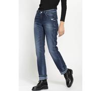 Straight-Jeans GANG "94AMELIE STRAIGHT", Damen, Gr. 28, Normalgrößen, midnight love, 90% Baumwolle, 2% Elasthan, 8% Polyester, unifarben, regular fit lang, Jeans Straight-Jeans, im 5-Pocket-Style (864
