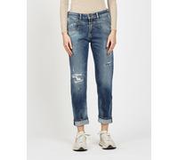 Loose-fit-Jeans GANG "94BO CROPPED", Damen, Gr. 27, N-Gr, blau (vint denim), Denim/Jeans, Obermaterial: 90% Baumwolle, 8% Polyester, 2% Elasthan, Destroyed-Effekte, Jeans, mit Rundpasse (24514749-27)