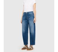 Loose-fit-Jeans MAC "DANNI", Damen, Gr. 44, N-Gr, blau (midblau used washed), Denim/Jeans, Obermaterial: 78% Baumwolle, 12% Lyocell, 7% Elastomultiester, 3% Elasthan, lässig geschnitten knöchellang, J