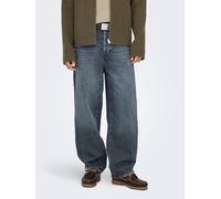 Loose-fit-Jeans ONLY & SONS "ONSFADE LOOSE WB 6778 A14 DNM NOOS", Damen, Gr. 29, Länge 30, blau (blau schwarz denim), Denim/Jeans, Obermaterial: 100% Baumwolle, Abriebeffekte, loose fit, Jeans (723432