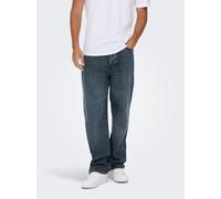 Loose-fit-Jeans ONLY & SONS "ONSFADE LOOSE WB 6778 A14 DNM NOOS", Herren, Gr. 30, Länge 30, blau (blau schwarz denim), Denim/Jeans, Obermaterial: 100% Baumwolle, Abriebeffekte, loose fit, Jeans (72343