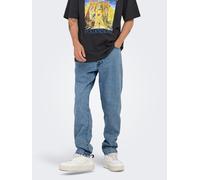 Loose-fit-Jeans ONLY & SONS "ONSTYE LOOSE TAPE.BOX 8836 AZG DNM NOOS", Herren, Gr. 30, Länge 34, blau (light blau denim), Denim/Jeans, Obermaterial: 100% Baumwolle, leichte Abriebeffekte, loose fit la