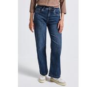 Weite Jeans STREET ONE "QR Denim-Wide Leg", Damen, Gr. 26, Länge 30, mid blau soft washed, Denim/Jeans, Obermaterial: 79% Baumwolle, 15% Polyester (REPREVE), 4% Elastomultiester, 2% Elasthan, unifarbe