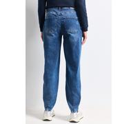 Loose-fit-Jeans STREET ONE, Damen, Gr. 33, Länge 28, blau (medium blau random washed), Jeans, 82% Baumwolle, 15% Polyester, 3% Elasthan, unifarben, lang, Jeans, High Waist (72043663-33) medium blau ra