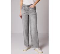 Loose-fit-Jeans STREET ONE, Damen, Gr. 33, Länge 30, grau random washed, Jeans, 87% Baumwolle, 10% Polyester, 3% Elasthan, unifarben, lang, Jeans, High Waist (95487307-33) grau random washed