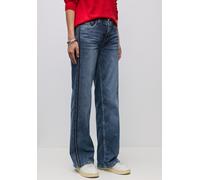 Loose-fit-Jeans STREET ONE, Damen, Gr. 36, Länge 30, medium blau soft washed, Jeans, 81% Baumwolle, 16% Polyester, 3% Elasthan, unifarben, normal, Jeans, mit Galonstreifen (32722938-36) medium blau so