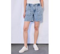 Loose-fit-Jeans STREET ONE STUDIO, Damen, Gr. 32, blau (ultra bleach wash), Jeans, 60% Lyocell, 40% Baumwolle, unifarben, kurz, Jeans, mit Elastikbund (48813562-32) ultra bleach wash