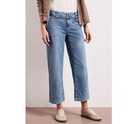 Loose-fit-Jeans STREET ONE "Style Emee", Damen, Gr. 34, Länge 26, blau (mid blau random wash), Denim/Jeans, Obermaterial: 57% Baumwolle, 20% Polyester, 20% Viskose, 3% Elasthan, unifarben, loose fit l
