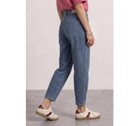 Loose-fit-Jeans STREET ONE "Style Karlie", Damen, Gr. 30, Länge 28, blau (mid blau stripe washed), Denim/Jeans, Obermaterial: 92% Baumwolle, 6% Elastomultiester, 2% Elasthan, gestreift, loose fit lang
