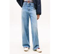 Loose-fit-Jeans TOMMY JEANS "CLAIRE HR WD", Damen, Gr. 27, Länge 32, denim medium, Denim/Jeans, Obermaterial: 99% Baumwolle, 1% Elasthan, Abriebeffekte, weit knöchellang, Jeans (77234907-27) denim med