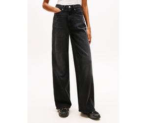 Loose-fit-Jeans TOMMY JEANS "CLAIRE HR WD", Damen, Gr. 27, Länge 32, denim schwarz, Denim/Jeans, Obermaterial: 99% Baumwolle, 1% Elasthan, Abriebeffekte, weit knöchellang, Jeans (61096469-27) denim sc
