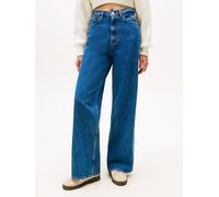 Loose-fit-Jeans TOMMY JEANS "CLAIRE HR WD EMBRO BI4139", Damen, Gr. 32, Länge 30, blau (denim medium), Denim/Jeans, Obermaterial: 99% Baumwolle, 1% sonstige Fasern, unifarben, weit, Jeans (10445343-32