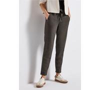 Jogger Pants STREET ONE, Damen, Gr. 46, Länge 30, braun (deep roast braun), Jersey, 76% Polyester, 24% Viskose, unifarben, loose fit lang, Hosen, Middle Waist (39058351-46) deep roast braun