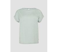 Q/S designed by - Loose Fit-Shirt im Lyocellmix grün/weiß - Gr. - L