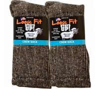 Loose Fit Stays Up! Crew-Socken aus Merinowolle, hergestellt in den USA, 2 Stück, Schwarz meliert, Small