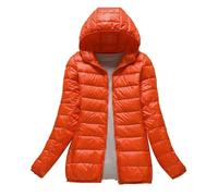 LooshienEU Leichte Damen mit Kapuze Daunenjacken Leichte Daunenjacke Gepolsterte Jacken Leichte Jacke Mantel Daunenjacke Ultraleicht Schwere Steppjacken Winter Damen Winterjacken, Orange, XXL