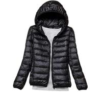 LooshienEU Leichte Damen mit Kapuze Daunenjacken Leichte Daunenjacke Gepolsterte Jacken Leichte Jacke Mantel Daunenjacke Ultraleicht Schwere Steppjacken Winter Damen Winterjacken, Schwarz , S