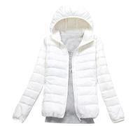 LooshienEU Leichte Damen mit Kapuze Daunenjacken Leichte Daunenjacke Gepolsterte Jacken Leichte Jacke Mantel Daunenjacke Ultraleicht Schwere Steppjacken Winter Damen Winterjacken, Weiß, XXXXXXXL