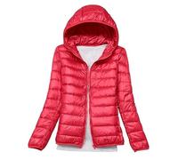 LooshienEU Leichte Damen mit Kapuze Daunenjacken Leichte Daunenjacke Gepolsterte Jacken Leichte Jacke Mantel Daunenjacke Ultraleicht Schwere Steppjacken Winter Damen Winterjacken, rot, L