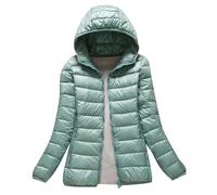 LooshienEU Leichte Damen mit Kapuze Daunenjacken Leichte Daunenjacke Gepolsterte Jacken Leichte Jacke Mantel Daunenjacke Ultraleicht Schwere Steppjacken Winter Damen Winterjacken, Grüne Bean, S