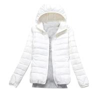 LooshienEU Leichte Damen mit Kapuze Daunenjacken Leichte Daunenjacke Gepolsterte Jacken Leichte Jacke Mantel Daunenjacke Ultraleicht Schwere Steppjacken Winter Damen Winterjacken, Weiß, M