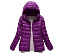 LooshienEU Leichte Damen mit Kapuze Daunenjacken Leichte Daunenjacke Gepolsterte Jacken Leichte Jacke Mantel Daunenjacke Ultraleicht Schwere Steppjacken Winter Damen Winterjacken, violett, 52