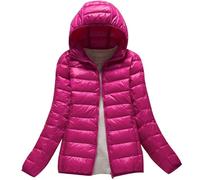 LooshienEU Leichte Damen mit Kapuze Daunenjacken Leichte Daunenjacke Gepolsterte Jacken Leichte Jacke Mantel Daunenjacke Ultraleicht Schwere Steppjacken Winter Damen Winterjacken, Rosa, S