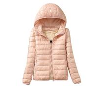 LooshienEU Leichte Damen mit Kapuze Daunenjacken Leichte Daunenjacke Gepolsterte Jacken Leichte Jacke Mantel Daunenjacke Ultraleicht Schwere Steppjacken Winter Damen Winterjacken, Rosa 1, XXXXXXXL