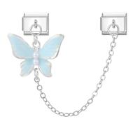 Loozykit Italian Charm Bracelet Charms Silber Bunter Anhänger 9mm Abnehmbar italian charms Edelstahl Module für Italienische charm armband DIY Mädchen Geschenk(Blauer Schmetterling)