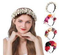 LOPHE Künstliches Blumen Haarreifen, Haarreif Dirndl Blumen Rosen Haarband, Blumenkranz Haare Oktoberfest für Damen, Hochzeit, Strand, Urlaub, Party, Strand(C)