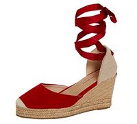 Lora Dora Womens Espadrille Wedge Sandals Red UK 7
