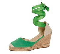 Lora Dora Womens Espadrille Wedge Sandals Strappy Hessian Wedges Ankle Wrap Tie Leg Straps Green UK 4