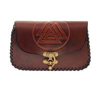 Lord of Battles Mittelalter Wikinger Leder Gürteltasche Gürteltasche mit Riemen Vollnarben Hüfttasche für LARP, Ren Faire & Cosplay, Braun, Small