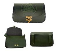 Lord of Battles Mittelalterliche Gürteltasche Wikinger Leder Valknut geprägte Gürteltasche für Ren Faire, LARP, Cosplay & Kostümveranstaltungen