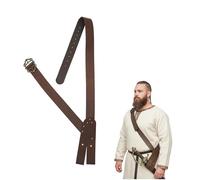 Lord of Battles Piraten-Ledergürtel mit Schwert-Aufhänger, baldrisches Schwert, handgefertigt aus echtem Buff-Leder, Braun, 132-135 cm